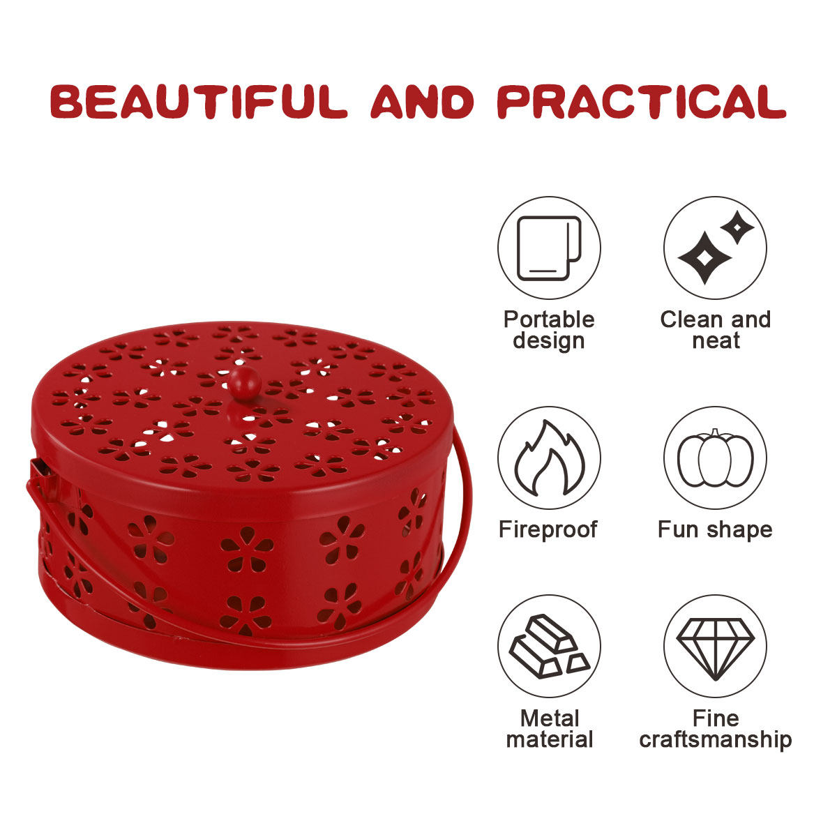 Incense Holder - Коробка огнеупорная металлическая ретро с вырезом,
